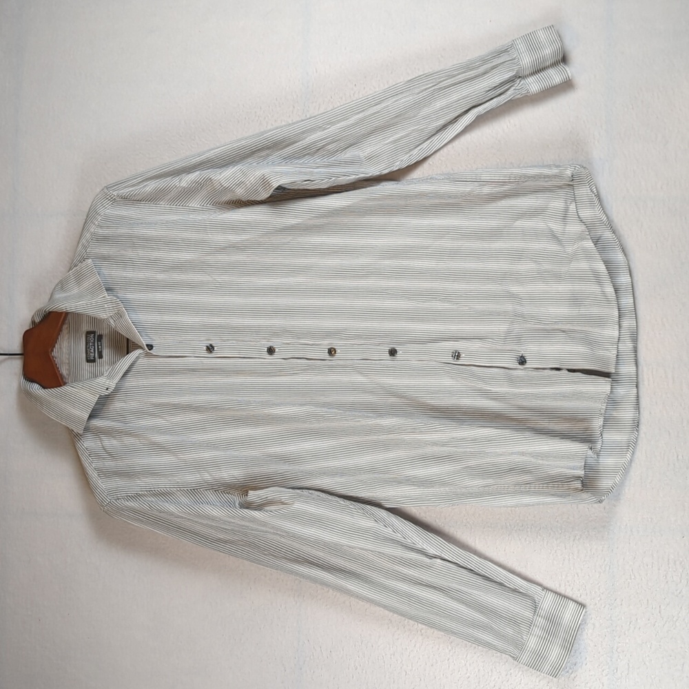 Kenneth Cole Reaction Grey Striped Slim Fit Men's Dress Shirt